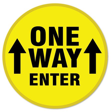 SIGNMISSION One Way Enter Arrow Non-Slip Floor Graphic, 16in Vinyl Decal, 16" x 16", FD-X-16-99977 FD-X-16-99977